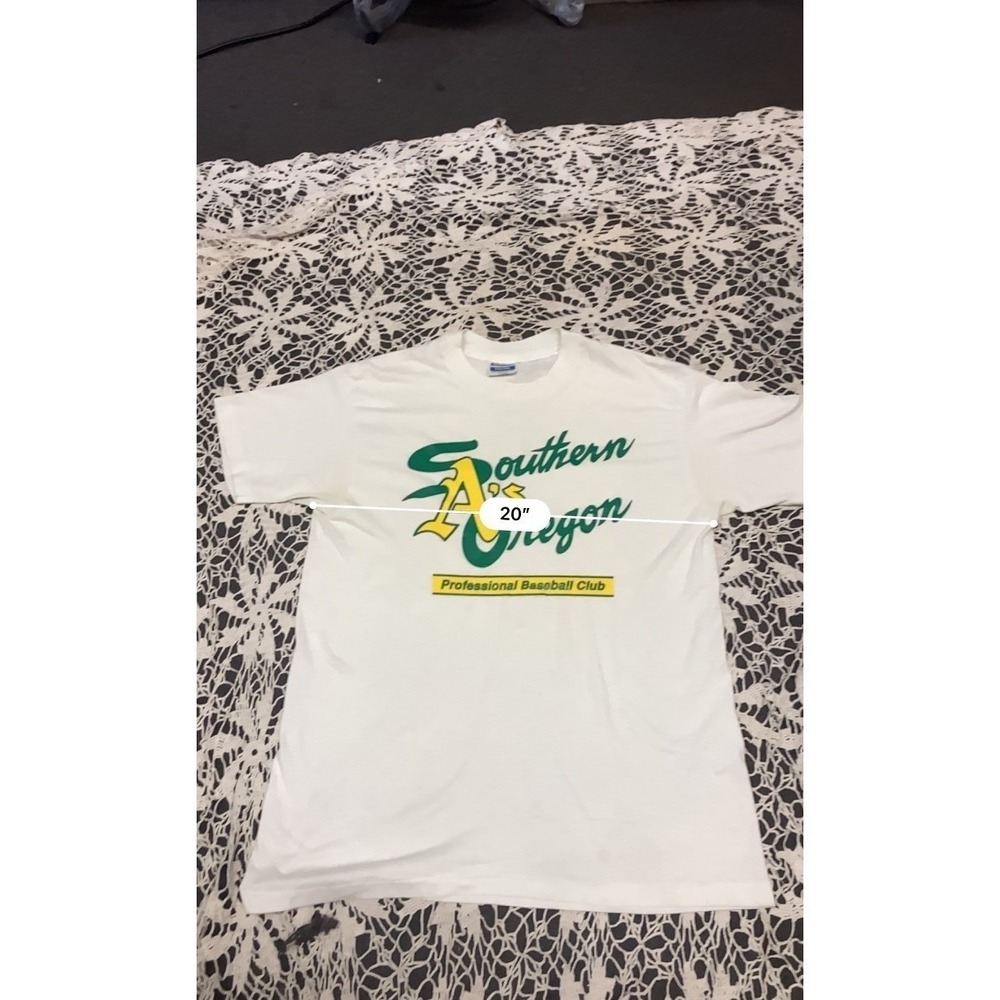 Vintage Hanes Southern Oregon A's Baseball T-Shirt White Mens Large 80s 90s MiLB - Picture 5 of 6